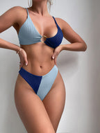 Natalie | Ribbed Two Tone High Leg Bikini