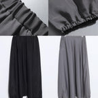 2025 summer new black silk crop pants loose women lantern pants