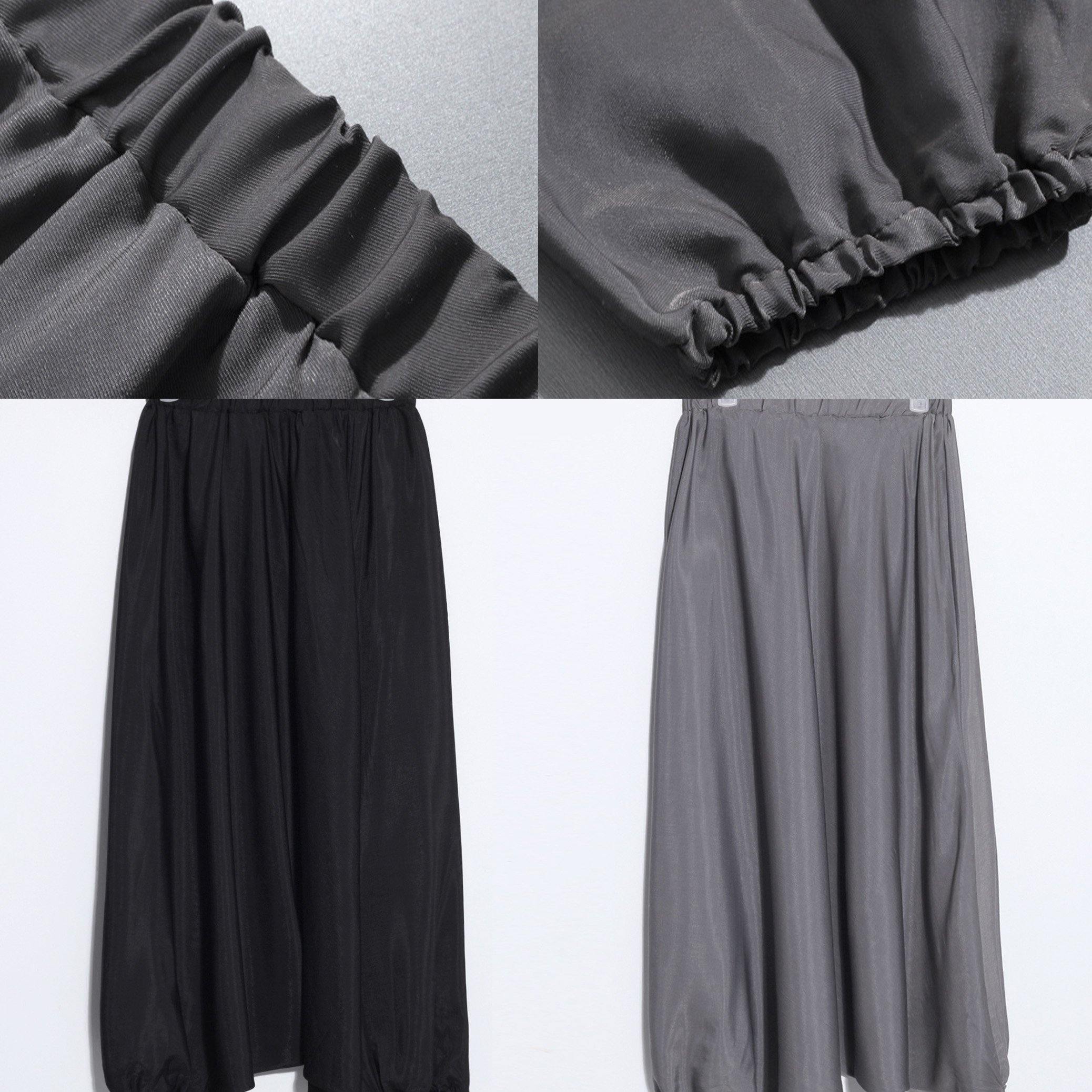 2025 summer new black silk crop pants loose women lantern pants