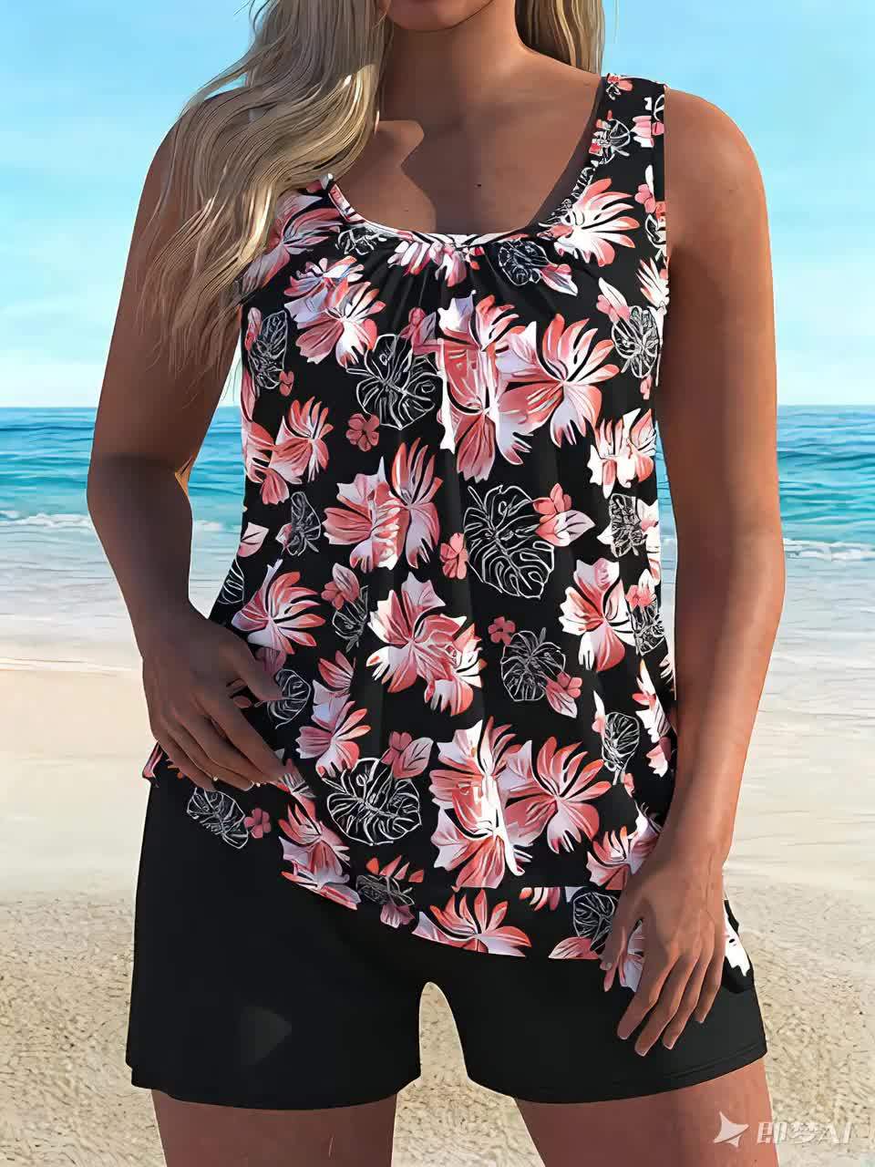 Sam - Floral Print Tankini Set