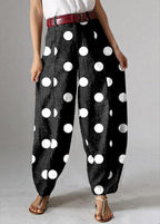 Women High Waist Button Solid Color Harem Pants with Pocket