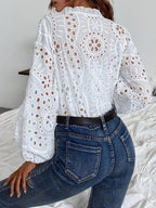 Roselina – Embroidered Long-Sleeve Blouse with Cut-Out Pattern