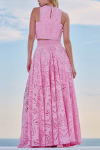 Larissa™ Embroidered Top & High-Waist Maxi Skirt Set | Elegant Two Piece Outfit