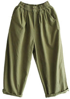 Beautiful Green Cotton Loose Harem Summer Pants