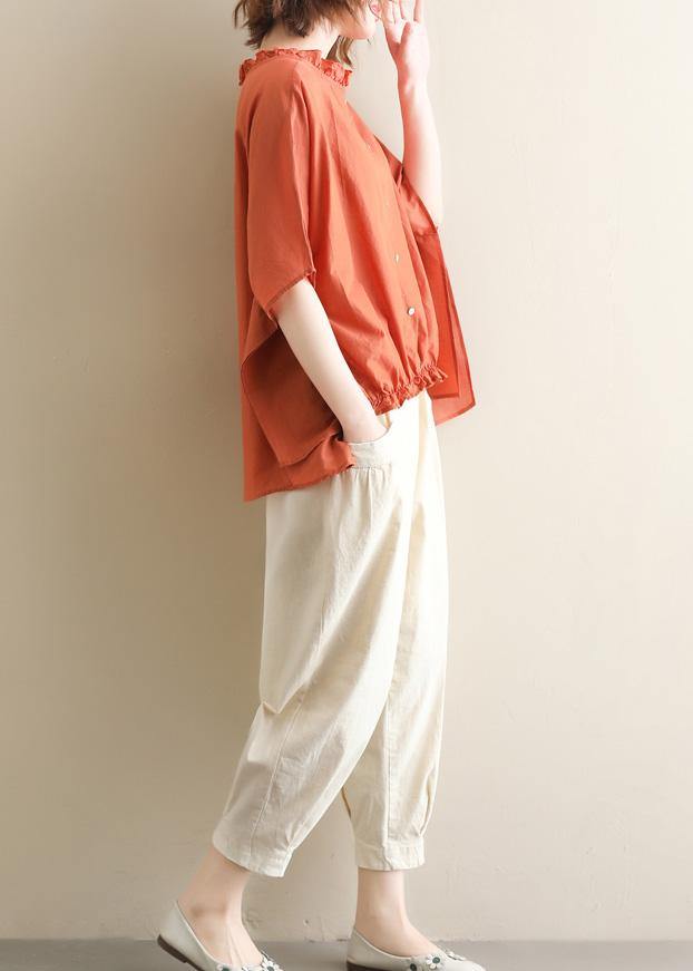 Bohemian wild pants casual beige Shape elastic waist asymmetric women pants