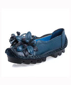 Boho Retro Splicing Flats Yellow Faux Leather Floral soolinen shoes-2025