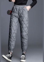 Boutique Black Pockets Fine Cotton Filled Pants Winter