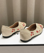 Chinese Style Light Green Embroidery Penny Loafers