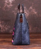 Classy Grey fashion Embossing Paitings Calf Leather Tote Handbag