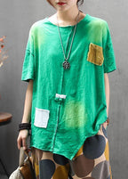 Classy cotton clothes Boho Round Neck Loose Casual Irregular Blouse