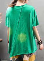 Classy cotton clothes Boho Round Neck Loose Casual Irregular Blouse