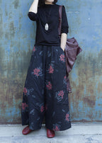 Classy elastic waist shorts plus size clothing black prints Fashion Ideas wide leg Jeans