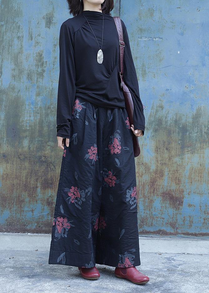 Classy elastic waist shorts plus size clothing black prints Fashion Ideas wide leg Jeans