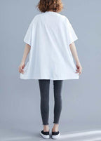 Classy white linen top silhouette Inspiration o neck patchwork summer blouse