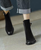 Comfy Stylish Splicing Chunky Boots Green Sheepskin