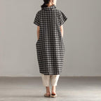 Elegant linen cotton tops plus size Mock Neck Short Sleeve Lattice Irregular Tops