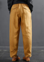 French Spring Wide Leg Pants Unique Yellow Inspiration Elastic Waist Wild Pants