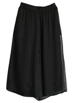 Handmade Black Elastic Waist Retro Wide Leg Crop Pants