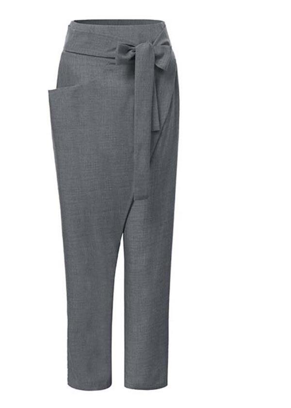 Grey asymmetrical design High Waist Cotton Harem Summer Pants