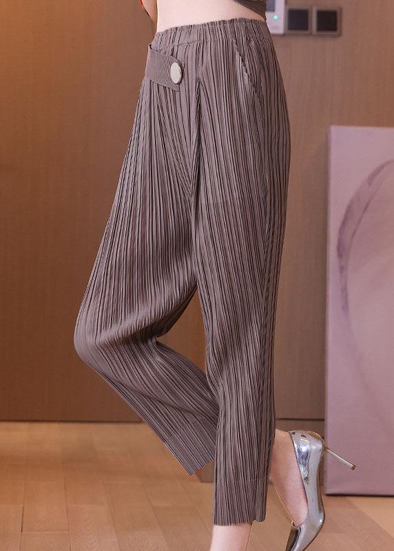 Italian Black Elastic Waist Button Harem  Pants