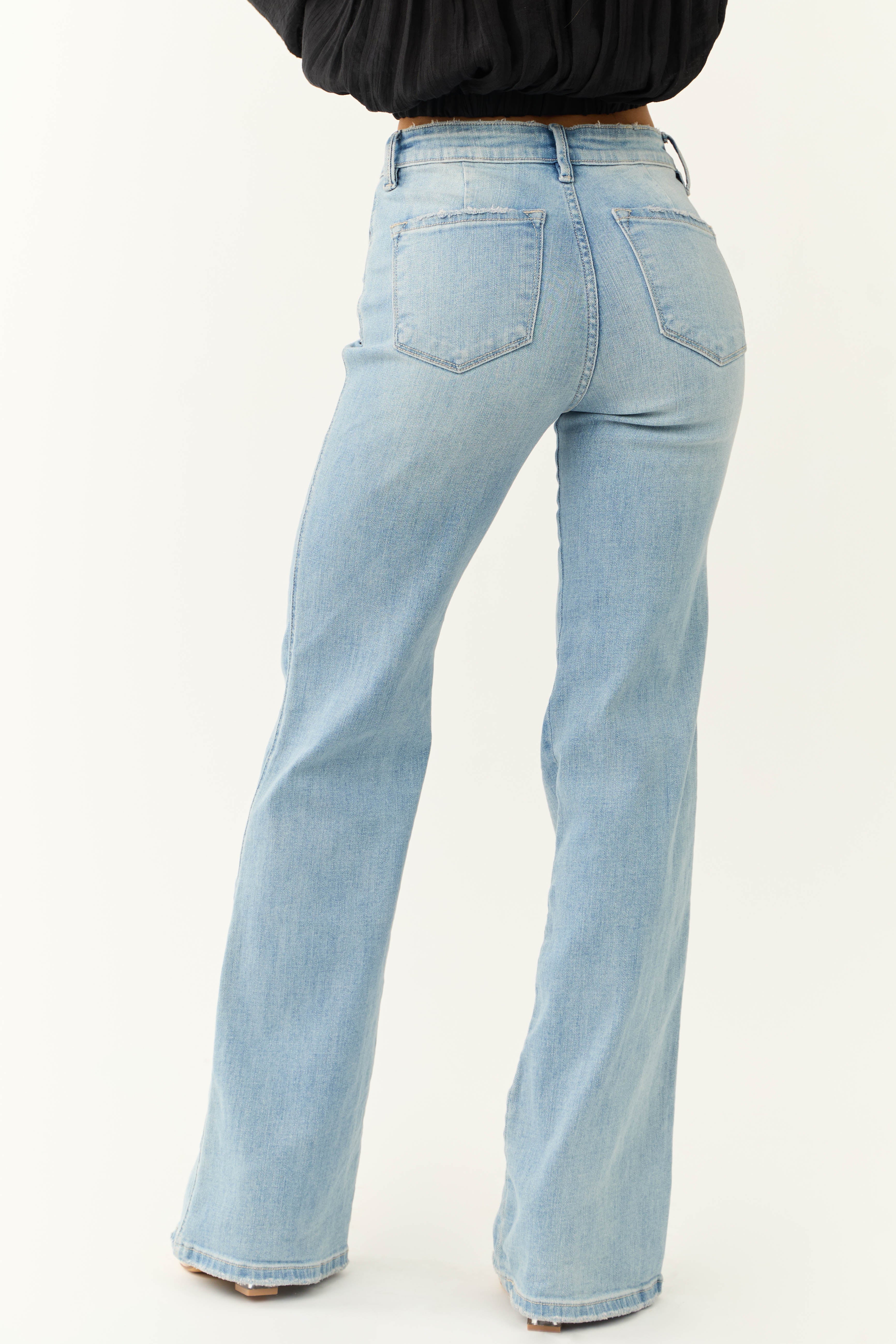 Elara | Flared Legs in Light Blue