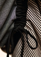 Loose Black Grey Patchwork Striped drawstring Casual Pants Spring