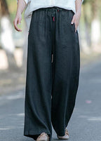 New style literature and art black casual pants Elastic Waist Wide Leg Pants