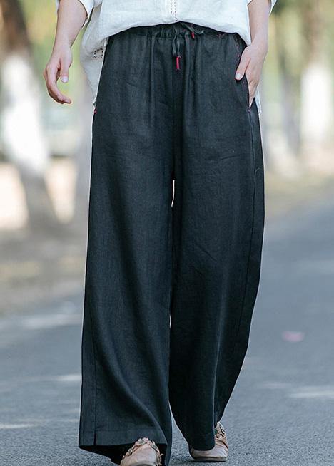 New style literature and art black casual pants Elastic Waist Wide Leg Pants