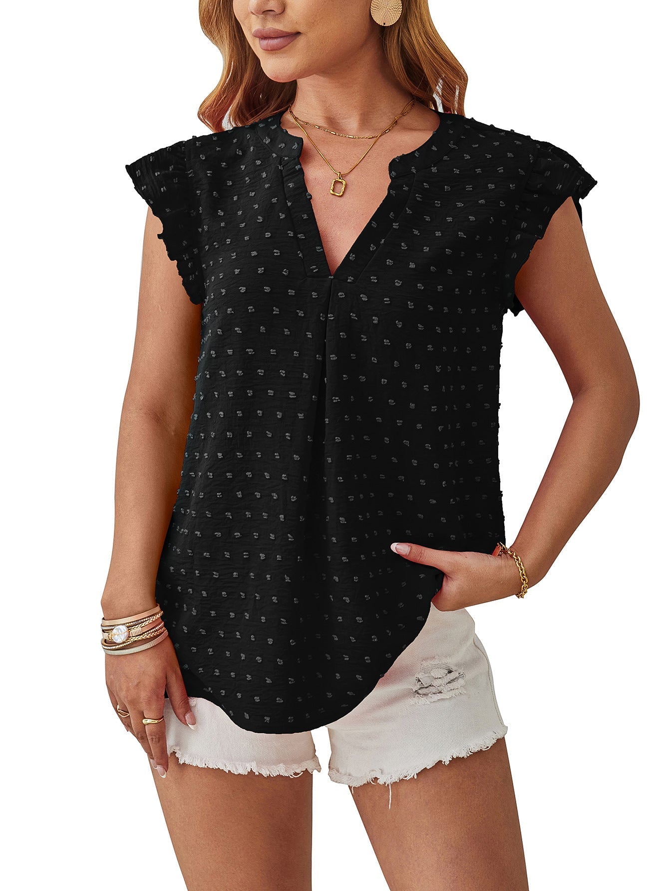 Vera – Blouse with Texture and Ruffled Sleeves