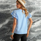 Noelle – Broderie Blouse with Ruffled Sleeves