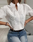 Cedelia – Embroidered Blouse with Button Placket