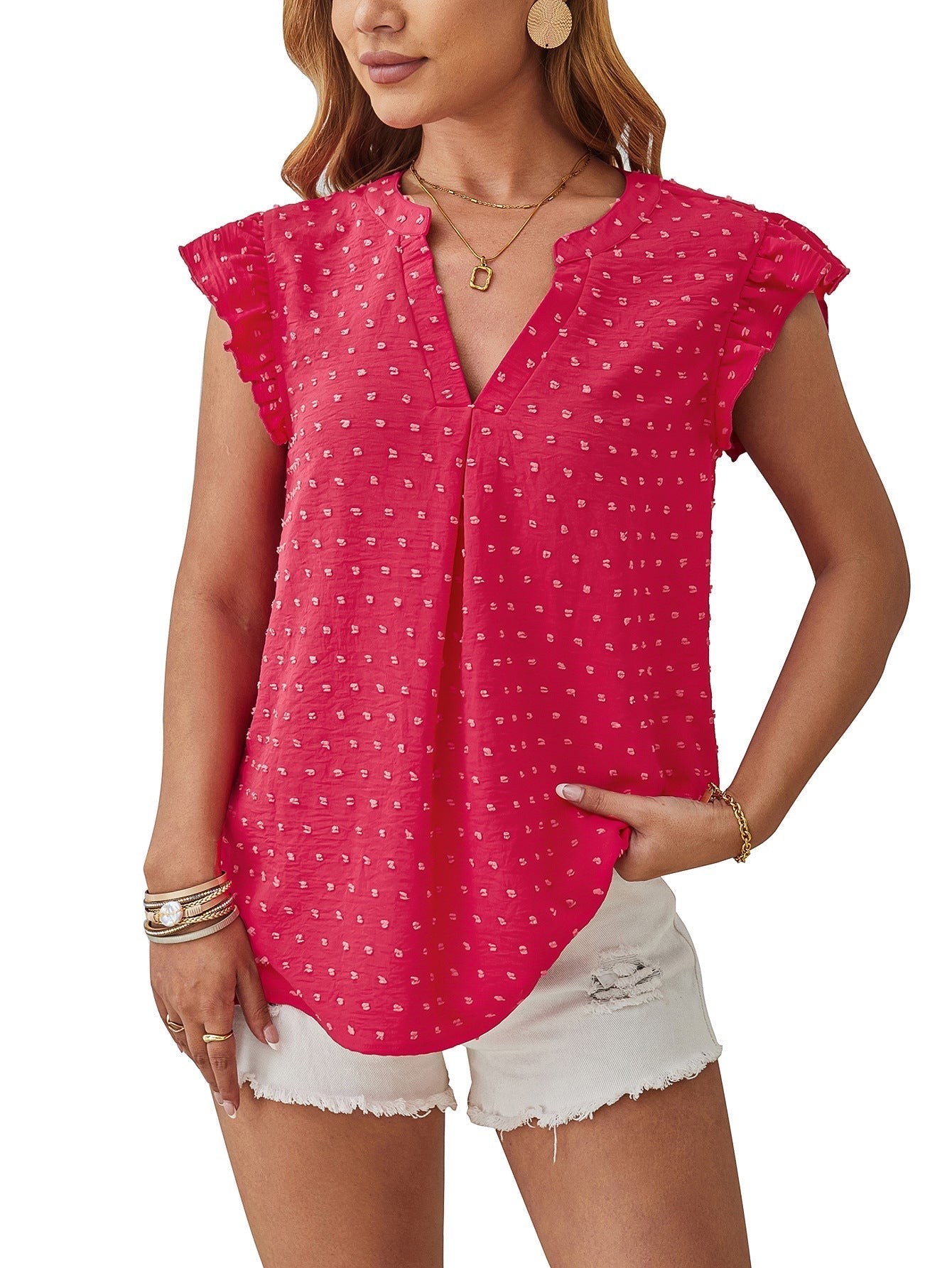 Vera – Blouse with Texture and Ruffled Sleeves