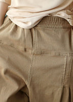 Organic Khaki Loose Pockets Harem Fall Pants