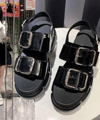 Platform White Hiking Sandals Buckle Strap Platform best sandals for walking
