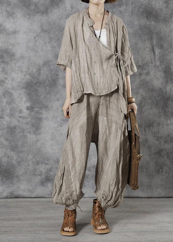 Plus Size Apricot Pockets Patchwork Fall Pants