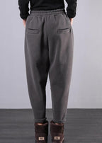 Simple gray women pants plus size clothing elastic waist drawstring Photography trousers