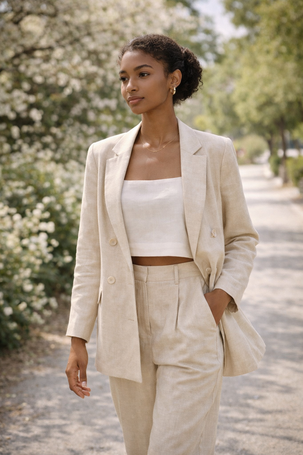 Zyvoria Linen Blazer & Trouser Set