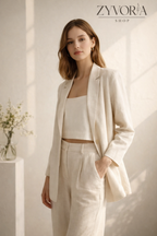 Zyvoria Linen Blazer & Trouser Set