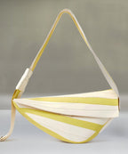 Unique Green Striped Asymmetrical Design Faux Leather Shoulder Handbag