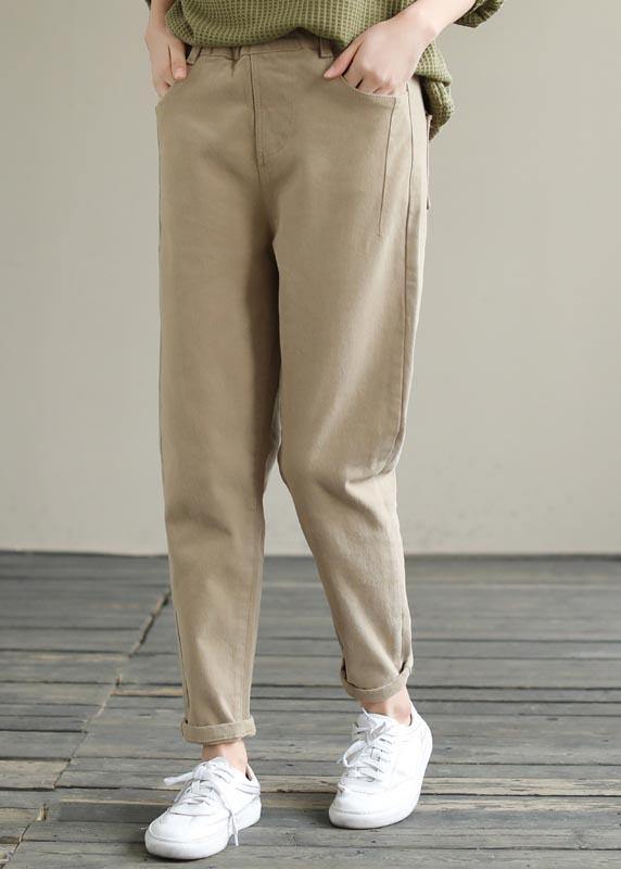 Unique Spring Chothes Plus Size Clothing Khaki Elastic Waist Jeans