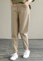 Unique Spring Chothes Plus Size Clothing Khaki Elastic Waist Jeans