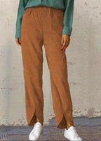 Wide Legged Women Elastic Waist Pure Color Pockets Pants