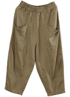 Women Chocolate Elastic Waist Linen Summer Pants