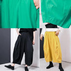 Women black cotton blended Solid Color Pleated Loose Bloomers