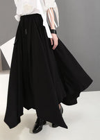 Women clothes Vintage Summer Draped Black Fashion Wide Leg Pants