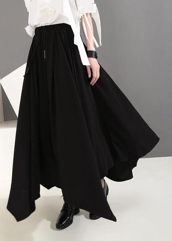 Women clothes Vintage Summer Draped Black Fashion Wide Leg Pants