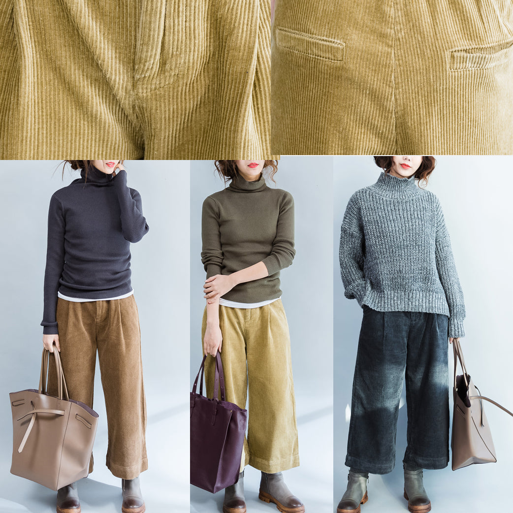 autumn dark blue casual corduroy pants vintage harem pants