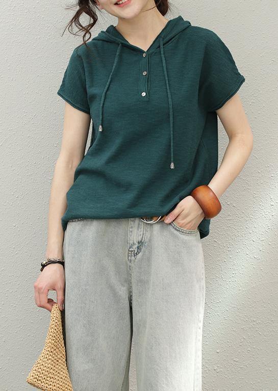 diy red cotton Shirts hooded oversized summer tops