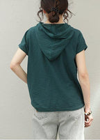 diy red cotton Shirts hooded oversized summer tops