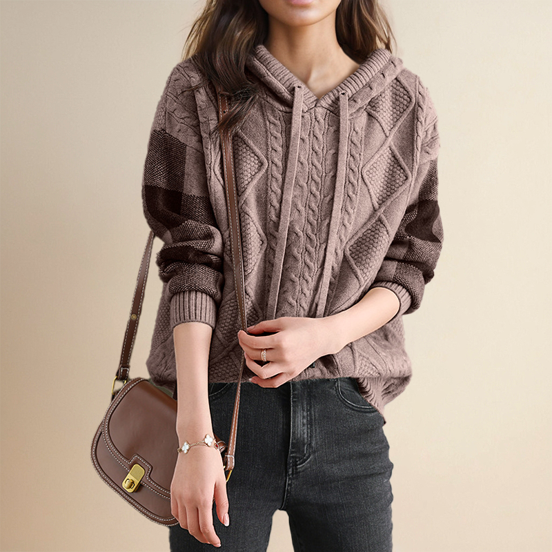 June | Emily | Cable Knit Hoodie Sweater